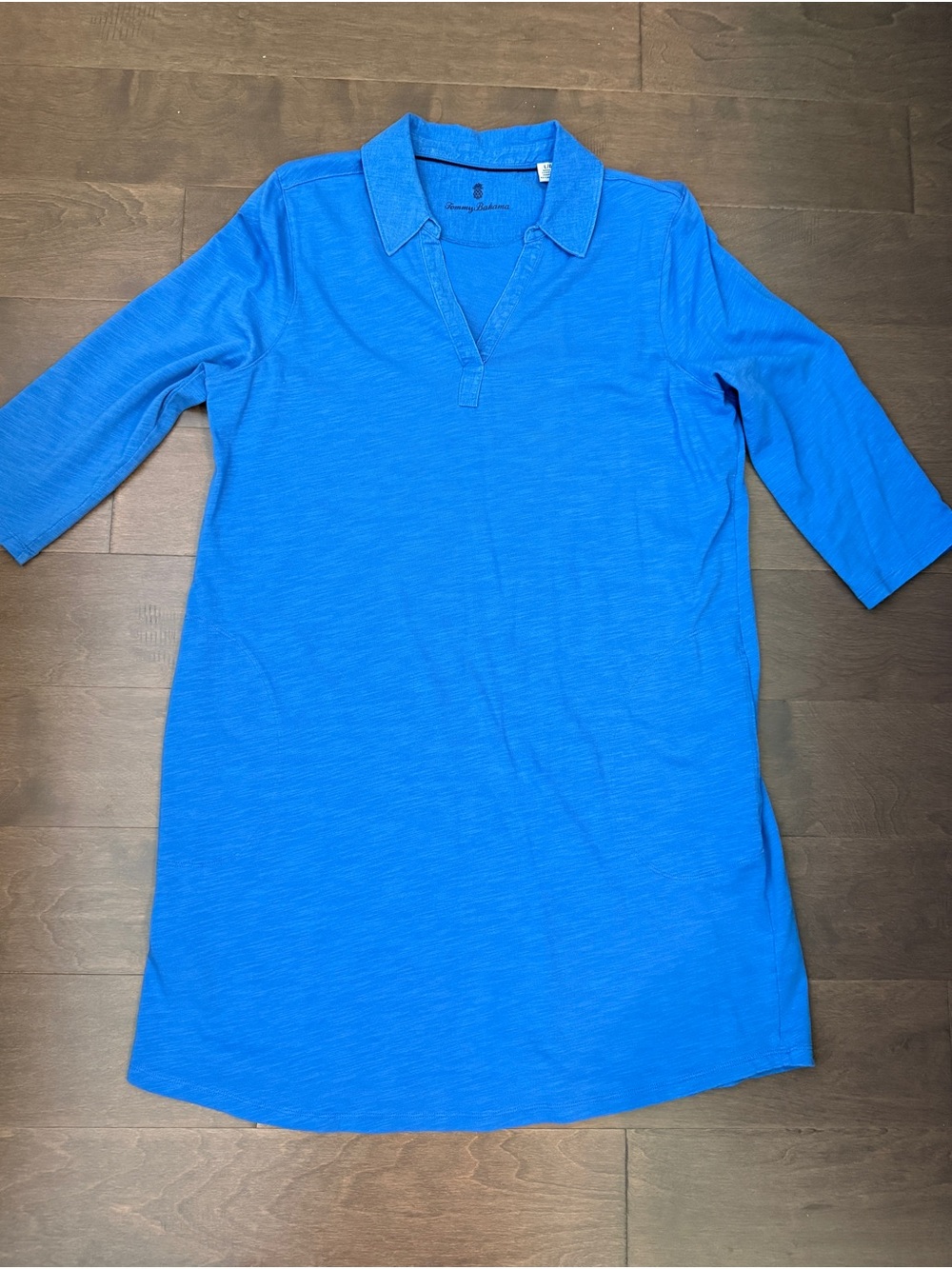 Tommy Bahama Ashby Isles Jersey Polo-Style Dress 3/4 Sleeves Pockets Large